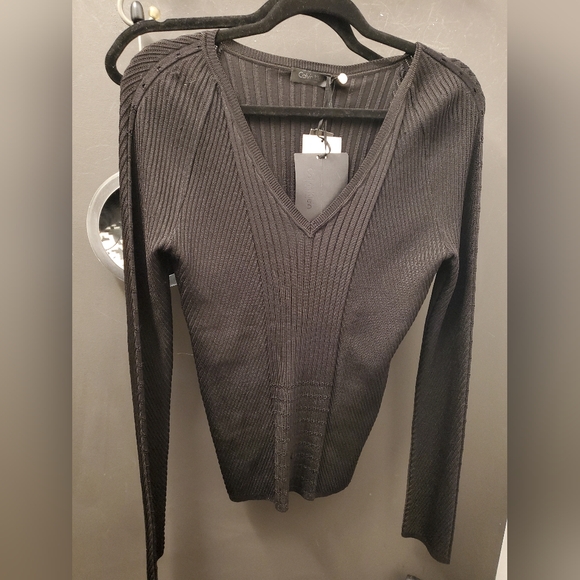 Sz 42 NWoT $1125 Calvin Klein ribbed silk blend top